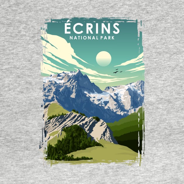 Ecrins National Park France Travel Poster by jornvanhezik